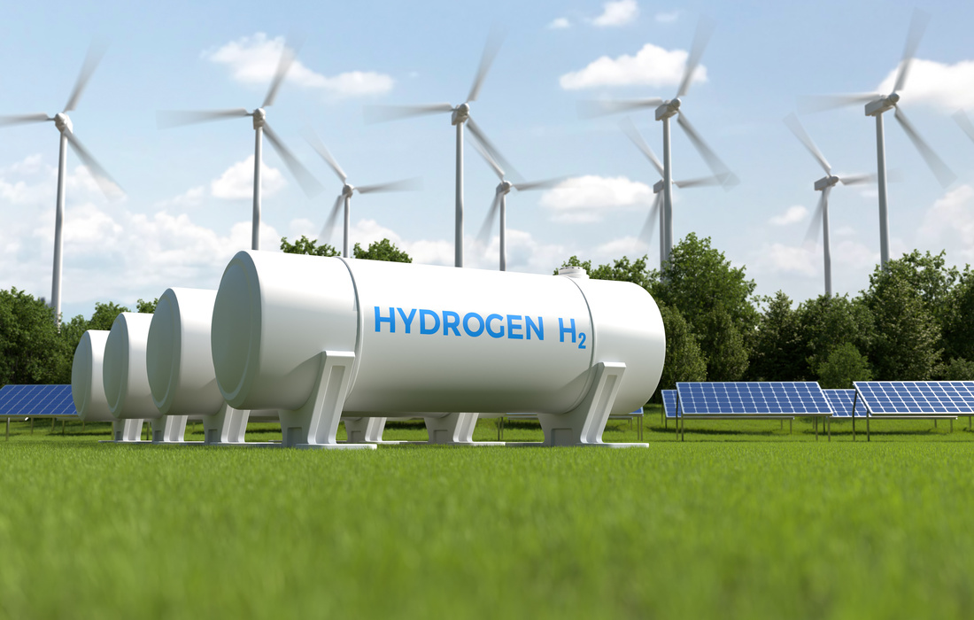 Hydrogen storage with solar panels and wind turbines, Green alternative energy